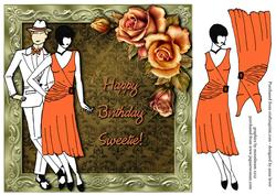 1920's Lady & Gent 'happy Birthday Sweetie'
