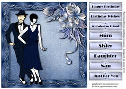 French Navy Art Deco Couple + Female Greetings