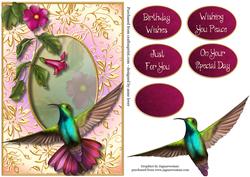 Beautiful Hummingbird Peace & Gilded Frame