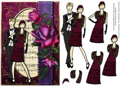 1920's Flapper Blonde Couple & Roses