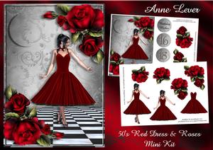 50's Red Dress & Roses - Birthday, 16, 18, 21