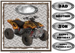 Yellow Quad Bike Quick Card - Dad, Son, Brother