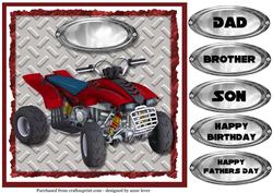 Red Quad Bike Quick Card - Dad, Son, Brother