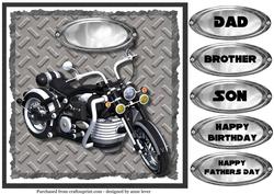 Black Motorbike Quick Card - Dad, Son, Brother