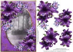 Beautiful Purple Lilies + Decoupage