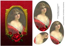 Beautiful Portrait in Red Oval Pyramid