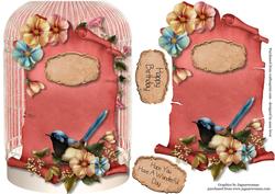 Shaped Birdcage & Scroll Topper in Pink