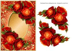 Gorgeous Orange-red Roses & Gilded Frame