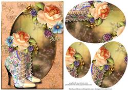 Paisley Boots & Peach Roses Pyramid