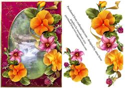 Peach Summer Pansies at the Waterfall