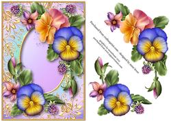 Beautiful Summer Pansies on a Gilded Frame