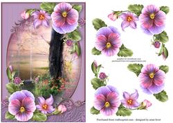 Beautiful Tree Swing Scene with Pansies