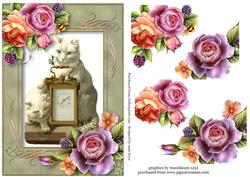 Vintage White Cats & English Roses