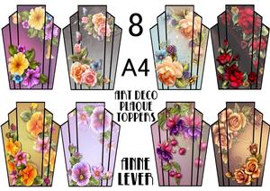 8 A4 Art Deco Floral Plaque Toppers Bumper Kit