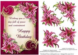 Pretty Pink Lilies Birthday Topper