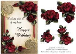 Vintage Dusky Roses Birthday Topper