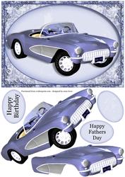 Blue Chevrolet Corvette + Decoupage