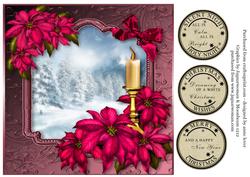 Pink Poinsettia Scenic Christmas - Square