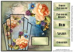Art Deco Peach Roses Square