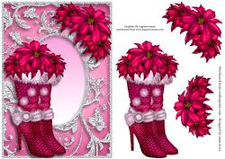 Girly Pink Christmas - Bling Boots & Poinsettias