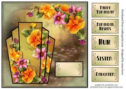 Art Deco Peach Pansies Square