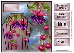 Art Deco Fuschias Square