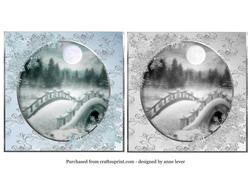 Snowy Bridge in the Moonlight Toppers - Blue & Silver