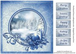 Ice Blue Christmas Snow Scene