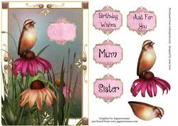Summer Bird & Pink Flowers