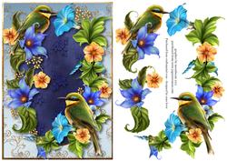Green & Blue Delight (birds & Flowers)