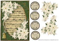 White Poinsettias & Sheet Music Christmas