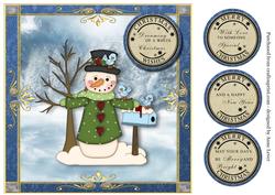 Cute Snowman & Birds - Quick Topper