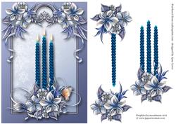 Gorgeous Blue Floral Christmas Candles