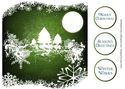 Snowflakes & Trees White Silhouette - Green