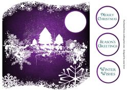 Snowflakes & Trees White Silhouette - Purple