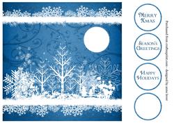 Winter Trees White Silhouette - Blue