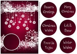 Baubles & Snowflakes White Silhouette - Cranberry