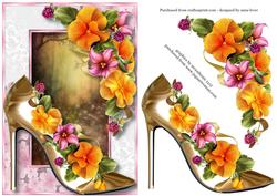 Gold Stiletto & Pretty Peach Pansies
