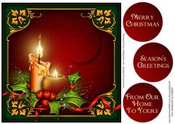 Traditional Christmas Candles Large Square Topper