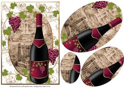 Red Wine, Vines & Sepia Cottage - Pyramid Topper