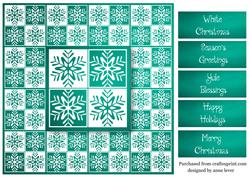 Snowflakes Tiled Square White Silhouette - Teal