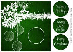Baubles & Stars White Silhouette - Green