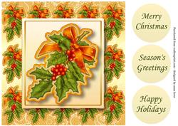 Vintage Christmas Holly & Bow