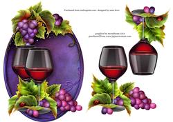Red Wine & Grapes Shaped Topper