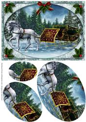 Gorgeous White Horse & Christmas Sleigh - Pyramid