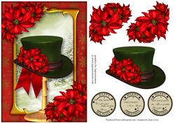Red Poinsettia Christmas Hat & Stand