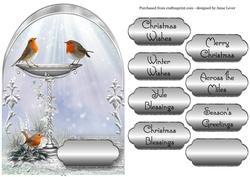 Christmas Robins Arched Topper