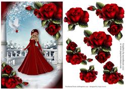 Winter Beauty in Red with Roses & Dove