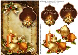 Vintage Christmas Candles & Scroll