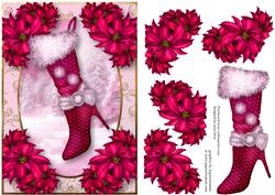 Stylish Stocking with Hot Pink Poinsettias